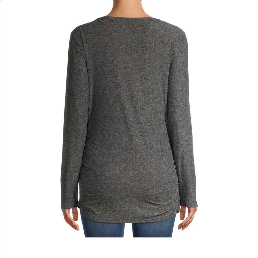 Maternity V-Neck T-shirt with Long Sleeves - Picture 3 of 6